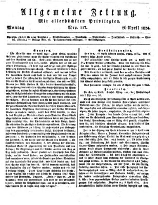 Allgemeine Zeitung Montag 26. April 1824