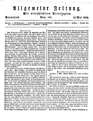 Allgemeine Zeitung Samstag 22. Mai 1824