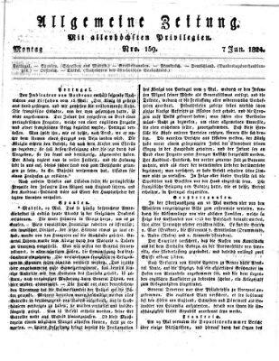 Allgemeine Zeitung Montag 7. Juni 1824