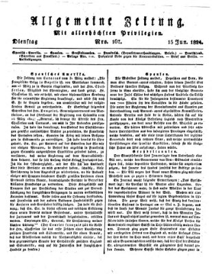 Allgemeine Zeitung Dienstag 15. Juni 1824