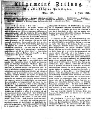 Allgemeine Zeitung Sonntag 2. Juli 1826