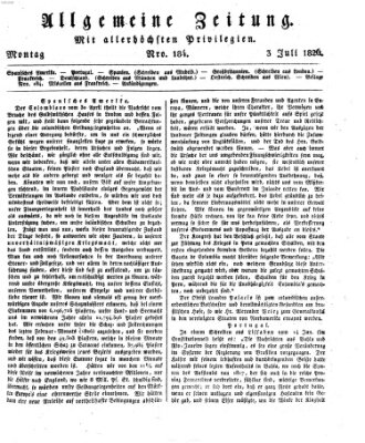 Allgemeine Zeitung Montag 3. Juli 1826