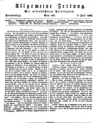 Allgemeine Zeitung Donnerstag 6. Juli 1826