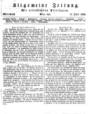 Allgemeine Zeitung Mittwoch 12. Juli 1826