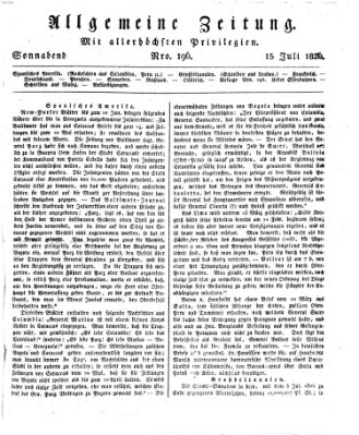 Allgemeine Zeitung Samstag 15. Juli 1826