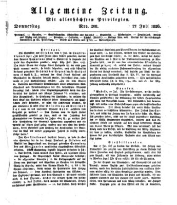 Allgemeine Zeitung Donnerstag 27. Juli 1826