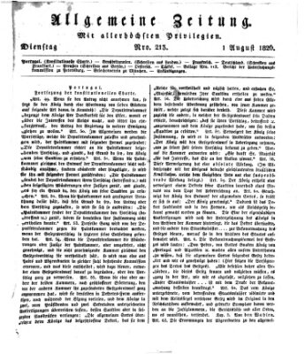 Allgemeine Zeitung Dienstag 1. August 1826