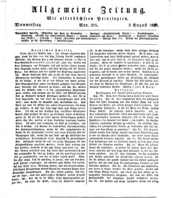 Allgemeine Zeitung Donnerstag 3. August 1826