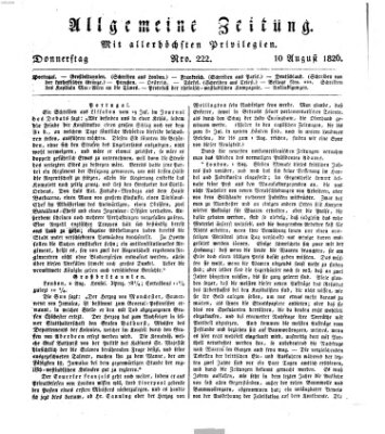 Allgemeine Zeitung Donnerstag 10. August 1826