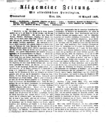 Allgemeine Zeitung Samstag 12. August 1826