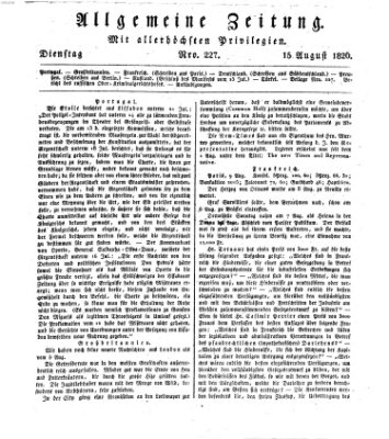 Allgemeine Zeitung Dienstag 15. August 1826