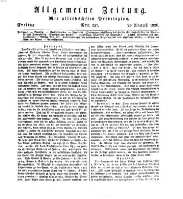 Allgemeine Zeitung Freitag 25. August 1826