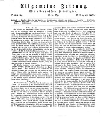 Allgemeine Zeitung Sonntag 27. August 1826