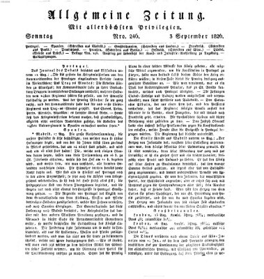 Allgemeine Zeitung Sonntag 3. September 1826