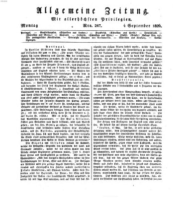 Allgemeine Zeitung Montag 4. September 1826
