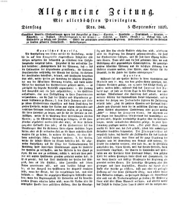 Allgemeine Zeitung Dienstag 5. September 1826