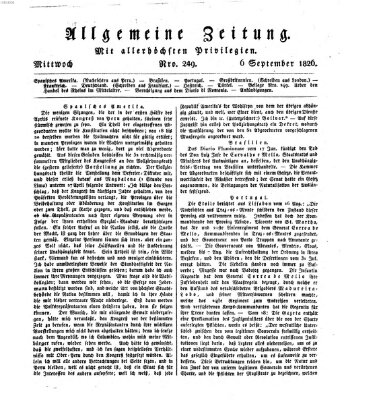 Allgemeine Zeitung Mittwoch 6. September 1826