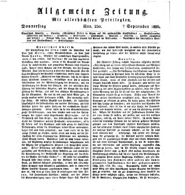 Allgemeine Zeitung Donnerstag 7. September 1826