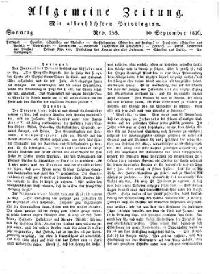 Allgemeine Zeitung Sonntag 10. September 1826
