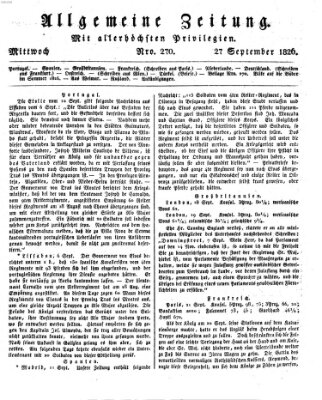 Allgemeine Zeitung Mittwoch 27. September 1826