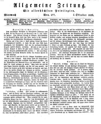 Allgemeine Zeitung Mittwoch 4. Oktober 1826