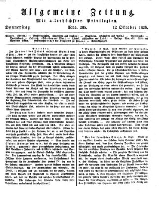 Allgemeine Zeitung Donnerstag 12. Oktober 1826