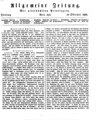 Allgemeine Zeitung Freitag 20. Oktober 1826