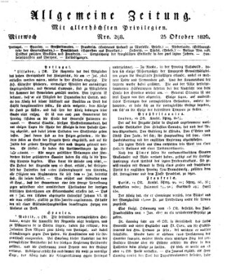 Allgemeine Zeitung Mittwoch 25. Oktober 1826