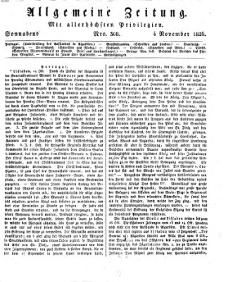 Allgemeine Zeitung Samstag 4. November 1826