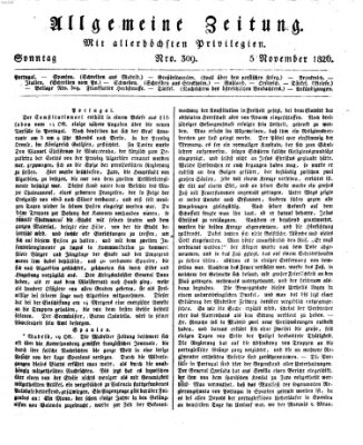 Allgemeine Zeitung Sonntag 5. November 1826