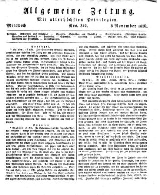 Allgemeine Zeitung Mittwoch 8. November 1826