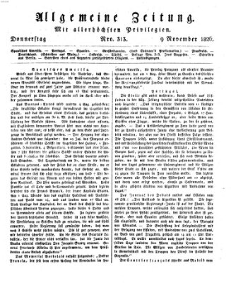 Allgemeine Zeitung Donnerstag 9. November 1826