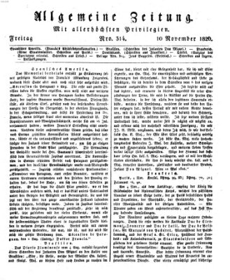 Allgemeine Zeitung Freitag 10. November 1826