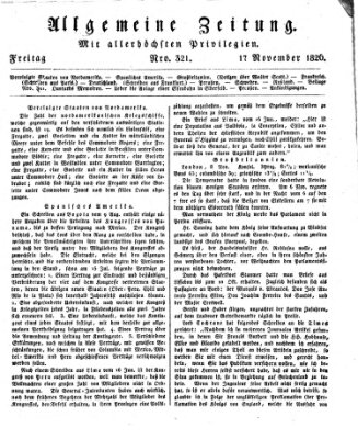 Allgemeine Zeitung Freitag 17. November 1826