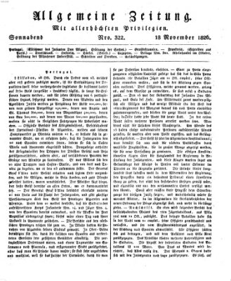 Allgemeine Zeitung Samstag 18. November 1826