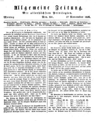 Allgemeine Zeitung Montag 27. November 1826