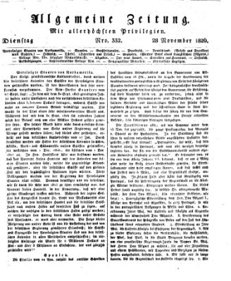 Allgemeine Zeitung Dienstag 28. November 1826