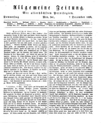 Allgemeine Zeitung Donnerstag 7. Dezember 1826