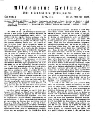 Allgemeine Zeitung Sonntag 10. Dezember 1826