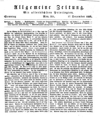 Allgemeine Zeitung Sonntag 17. Dezember 1826