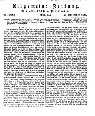 Allgemeine Zeitung Mittwoch 20. Dezember 1826