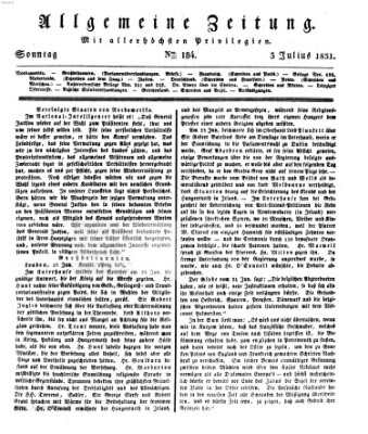 Allgemeine Zeitung Sonntag 3. Juli 1831