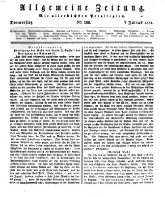 Allgemeine Zeitung Donnerstag 7. Juli 1831