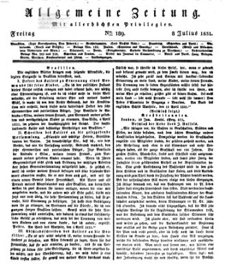 Allgemeine Zeitung Freitag 8. Juli 1831