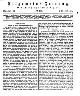 Allgemeine Zeitung Samstag 9. Juli 1831