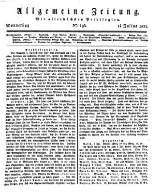 Allgemeine Zeitung Donnerstag 14. Juli 1831
