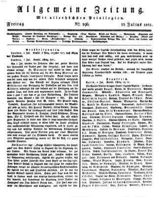 Allgemeine Zeitung Freitag 15. Juli 1831