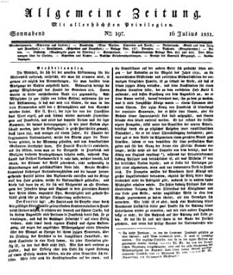 Allgemeine Zeitung Samstag 16. Juli 1831