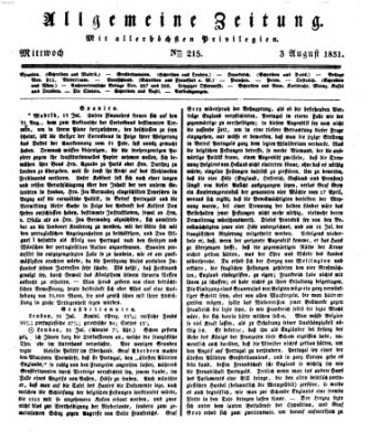 Allgemeine Zeitung Mittwoch 3. August 1831