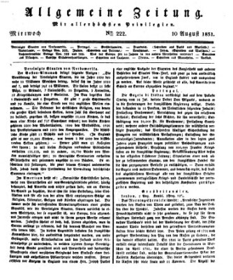 Allgemeine Zeitung Mittwoch 10. August 1831